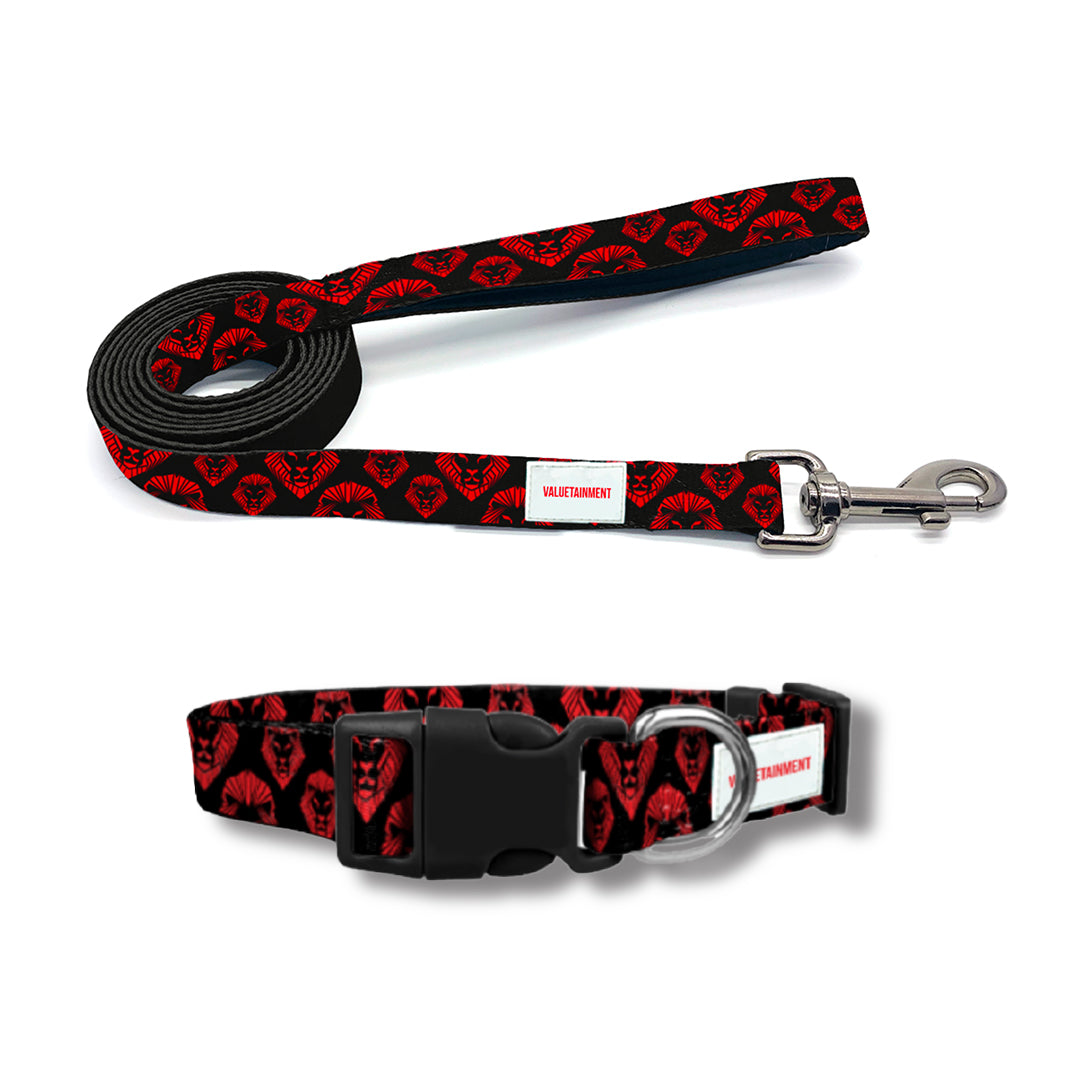 Valuetainment Lion Shield Leash & Collar Set for Dogs - Durable Pet Walking Accessories for Large & Small Breeds - Perfect for Daily Walks, Training & Outdoor Adventures