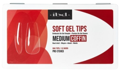 IBD Soft Gel Tips Box - Medium Coffin Shape 504 Pieces for Nail Art, DIY Manicure & Professional Salon Use