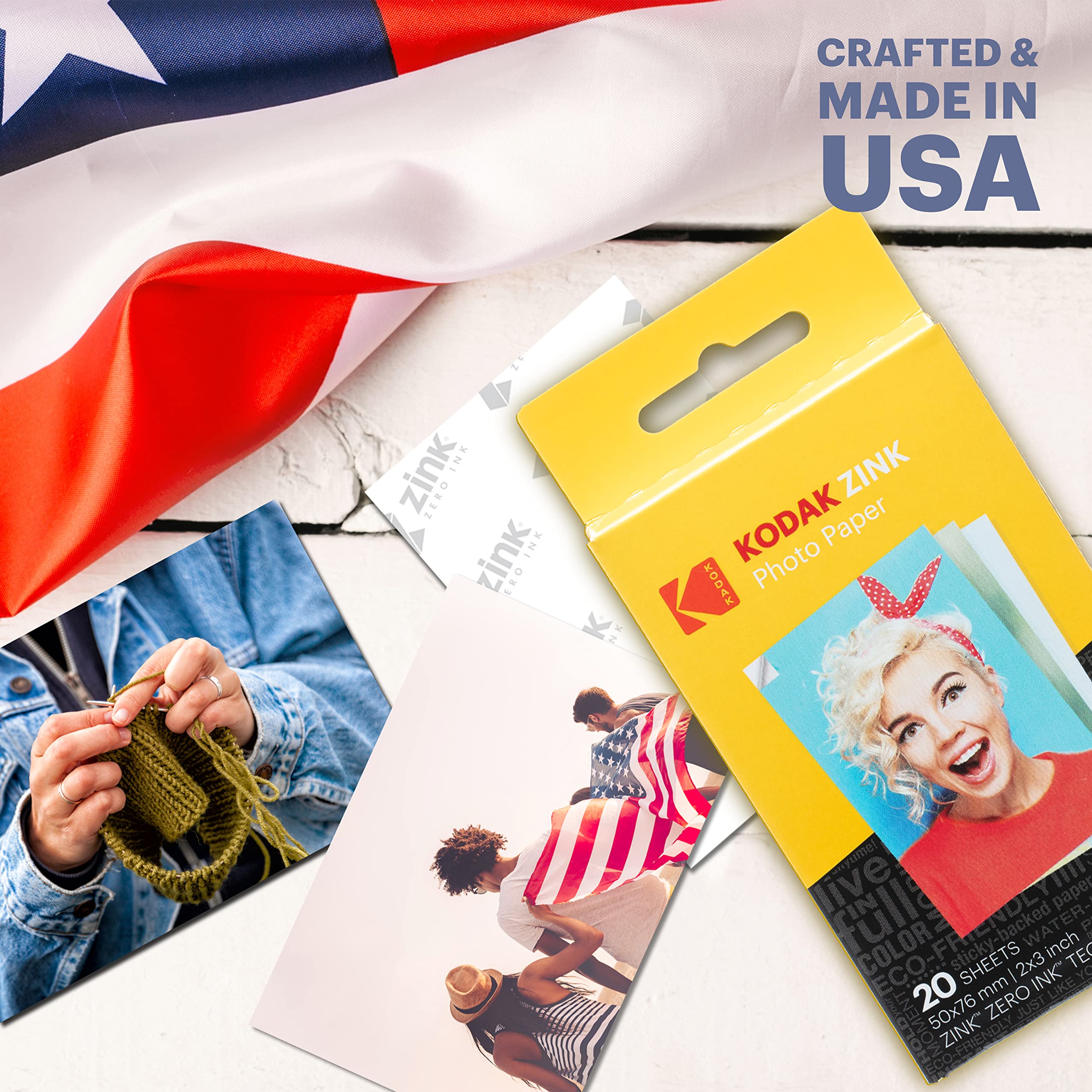 KODAK Printomatic Instant Camera (Blue) with 20 Zink Photo Papers, Scrapbook, Markers, Stickers, Scissors & Washi Tape - Perfect for DIY Crafts, Memory Keeping & Creative Gift Giving
