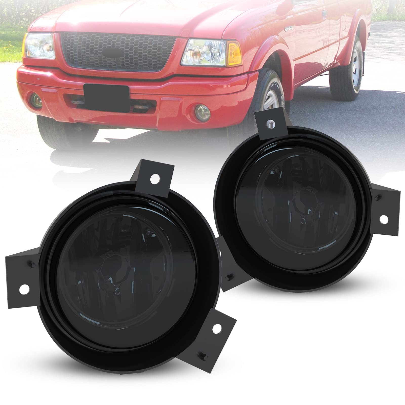 AUTOWIKI Smoke Lens Fog Lights - 2PCS OEM Replacement Fog Lamps for 2001-2003 Ford Ranger | Perfect for Night Driving & Off-Road Adventures
