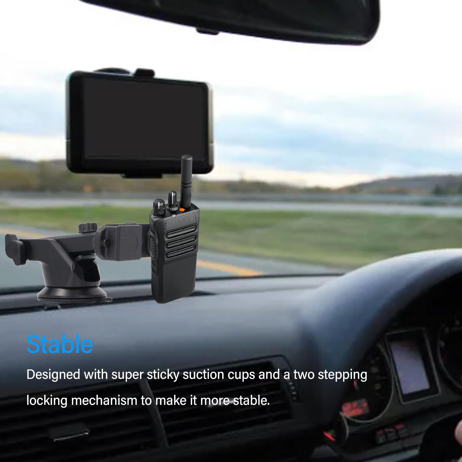 Dashboard Talkie Holder with Strong Suction Cup - Universal Handheld Radio Mount for Yaesu, Kenwood & More 2-Way Radios - Perfect for Truck, Car & Emergency Vehicles