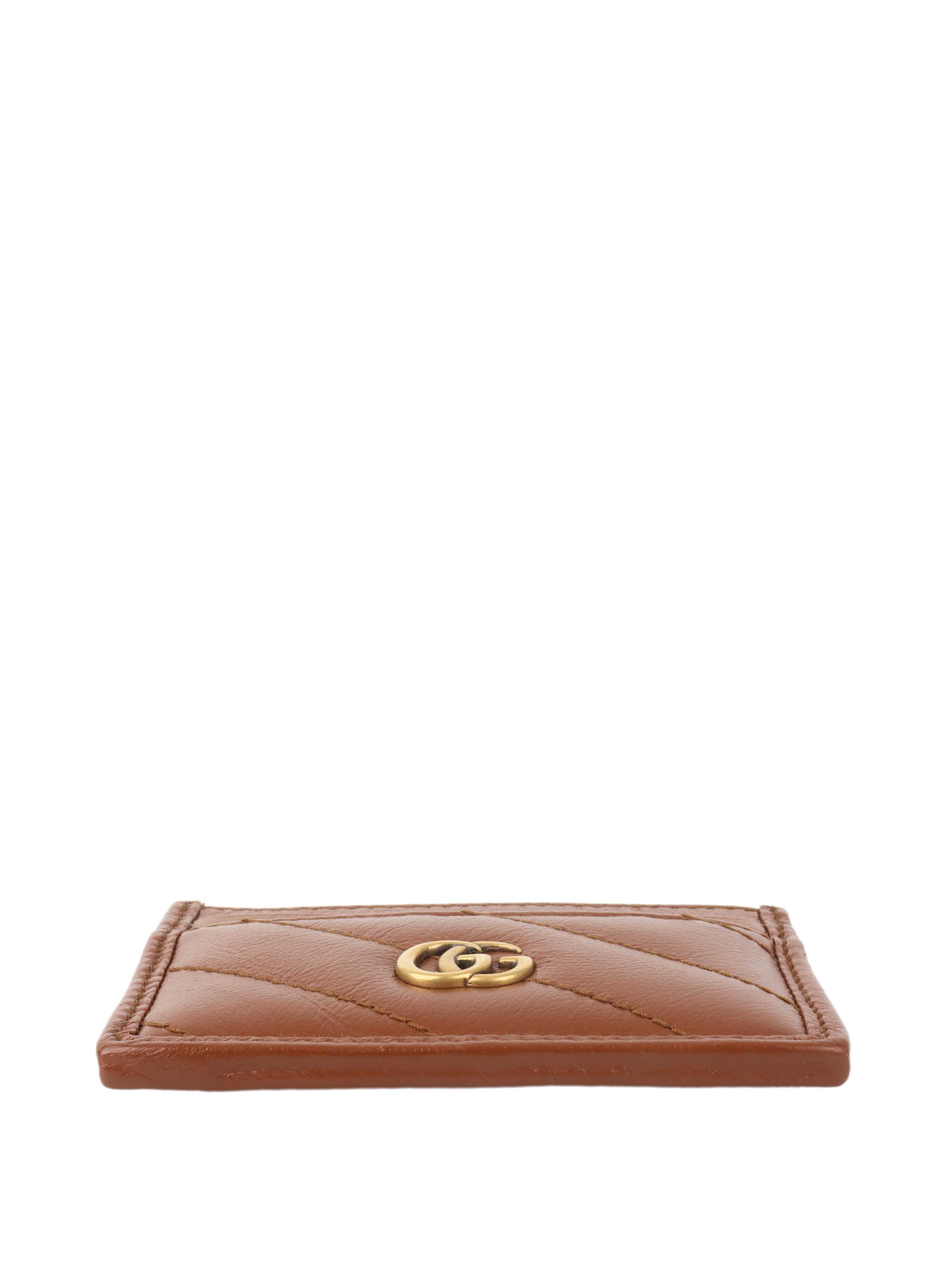 Gucci GG Supreme Brown Leather Card Holder Wallet for Men & Women - Perfect for Everyday Use, Travel & Business