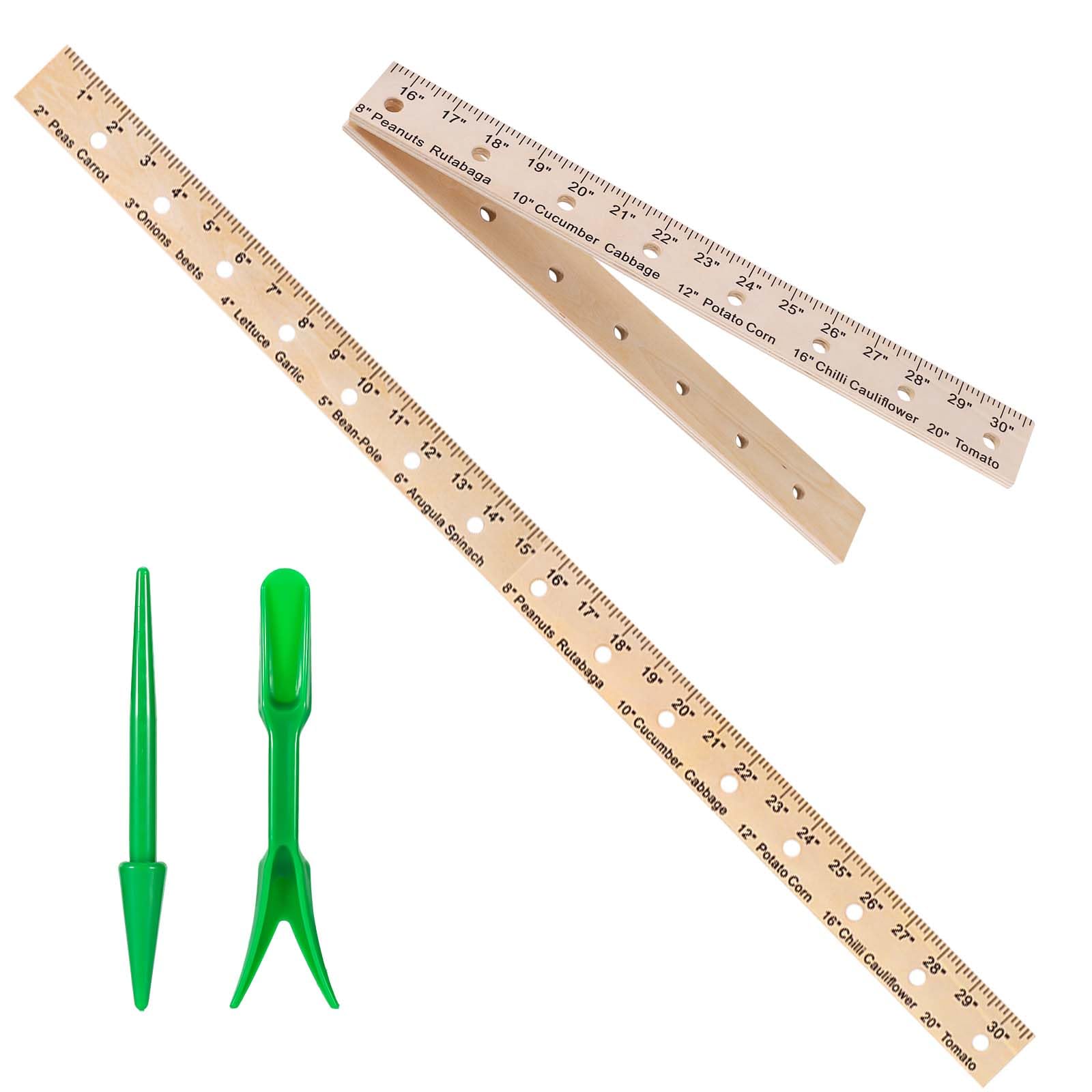 **31.5 Inch Foldable Wooden Seed Spacing Planter Tool with Dibber & Transplanting Tong – Portable Garden Planting Ruler with Holes for Precise Seed Spacing – Ideal for Vegetable Gardens, Flower Beds & DIY Home Planting**