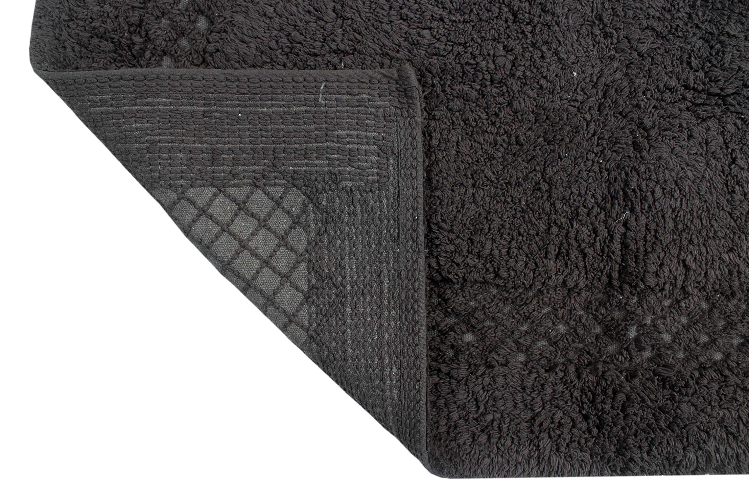 Premium 100% Cotton Bathroom Rug Set - Ultra Soft & Absorbent Non-Slip Bath Mat, Washable Contour Bathroom Floor Mats for Shower & Tub (3-Piece Set, Gray) - Perfect for Bathrooms, Kitchens & Laundry Rooms