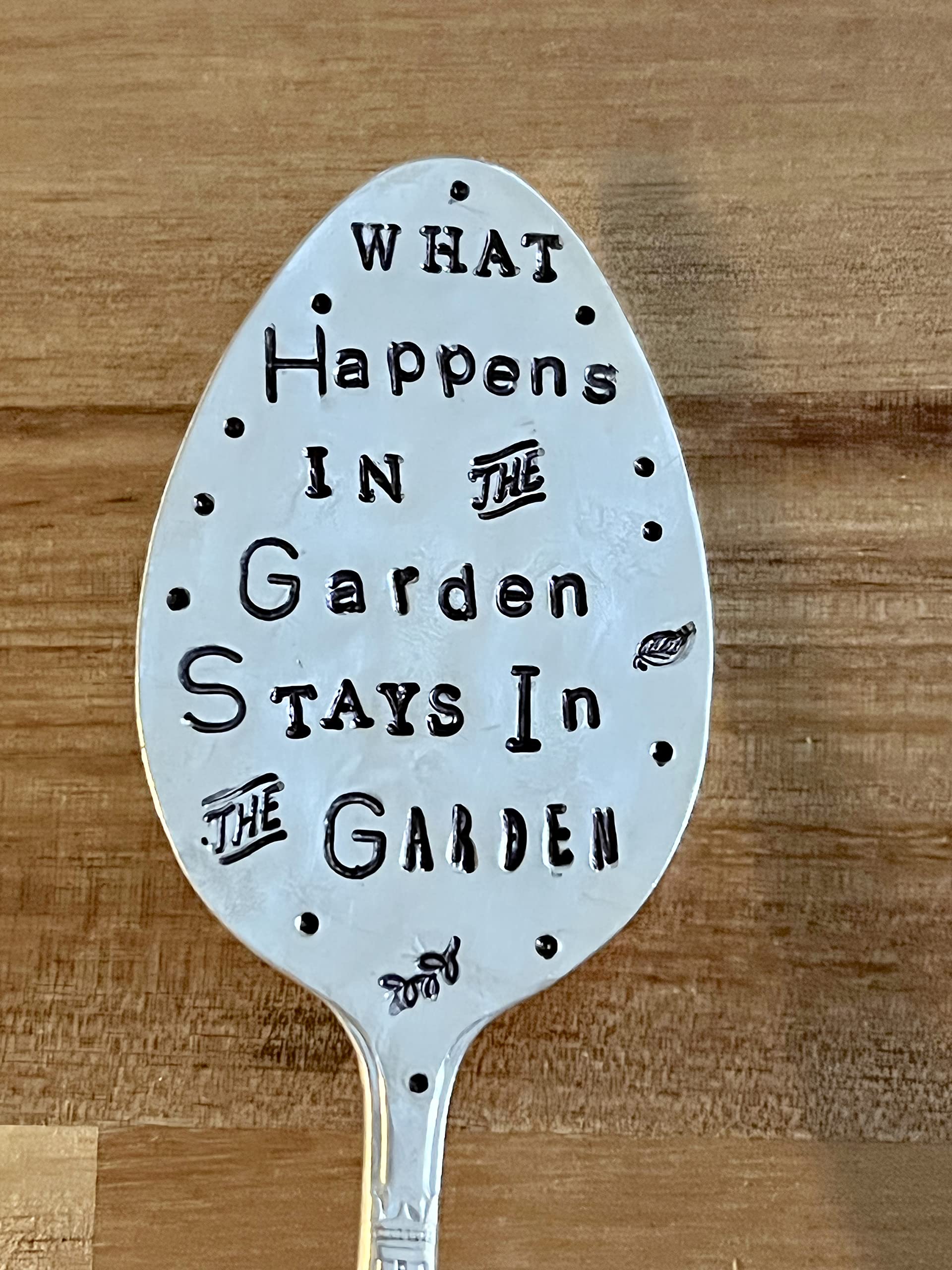 Funny Hand Stamped Garden Spoon Marker - Custom Plant Stake for Herb Garden, Vegetable Patch & Outdoor Decor - Perfect Gift for Gardeners