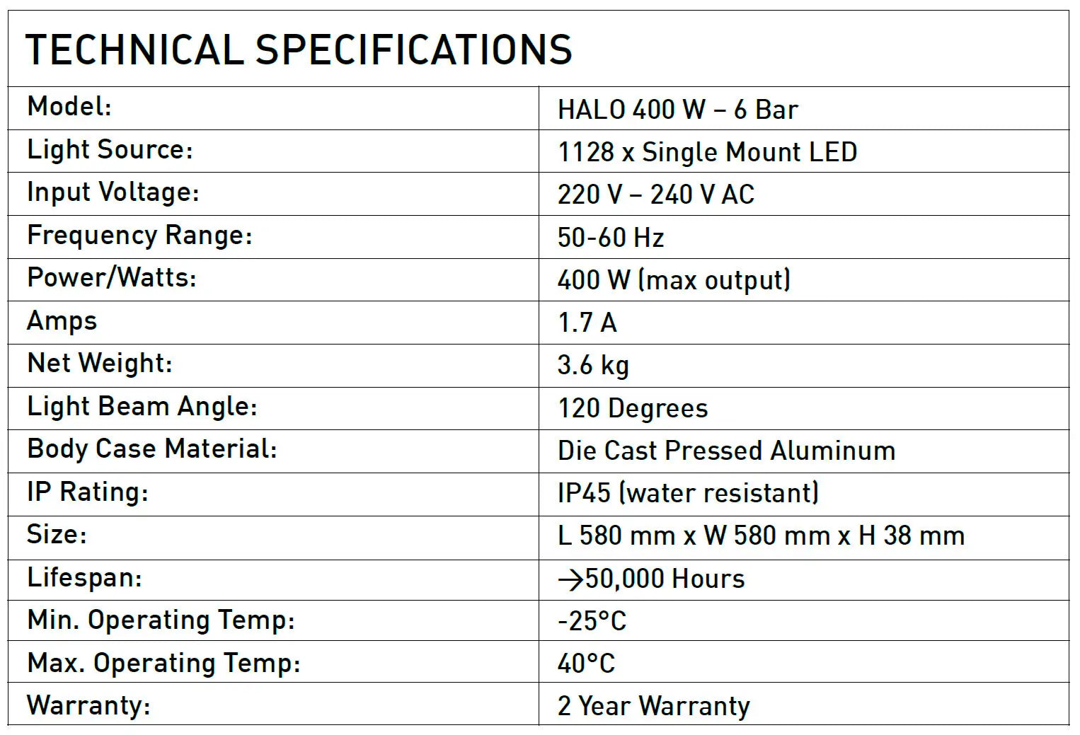 Digi Lumen 400W Halo 6 Bar LED Light with Built-in Driver - High Brightness LED Work Light for Garage, Workshop, Warehouse, and Outdoor Lighting
