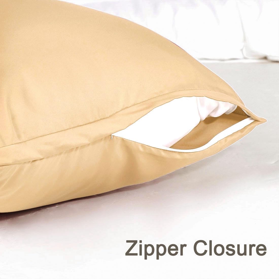 Luxury Satin Body Pillow Case - 21x54 Inch Champagne Silky Pillow Cover with Zipper for Hair & Skin Care | Soft Bedding for Adults, Back Support Pillowcase for Sleeping, Reading & Relaxation