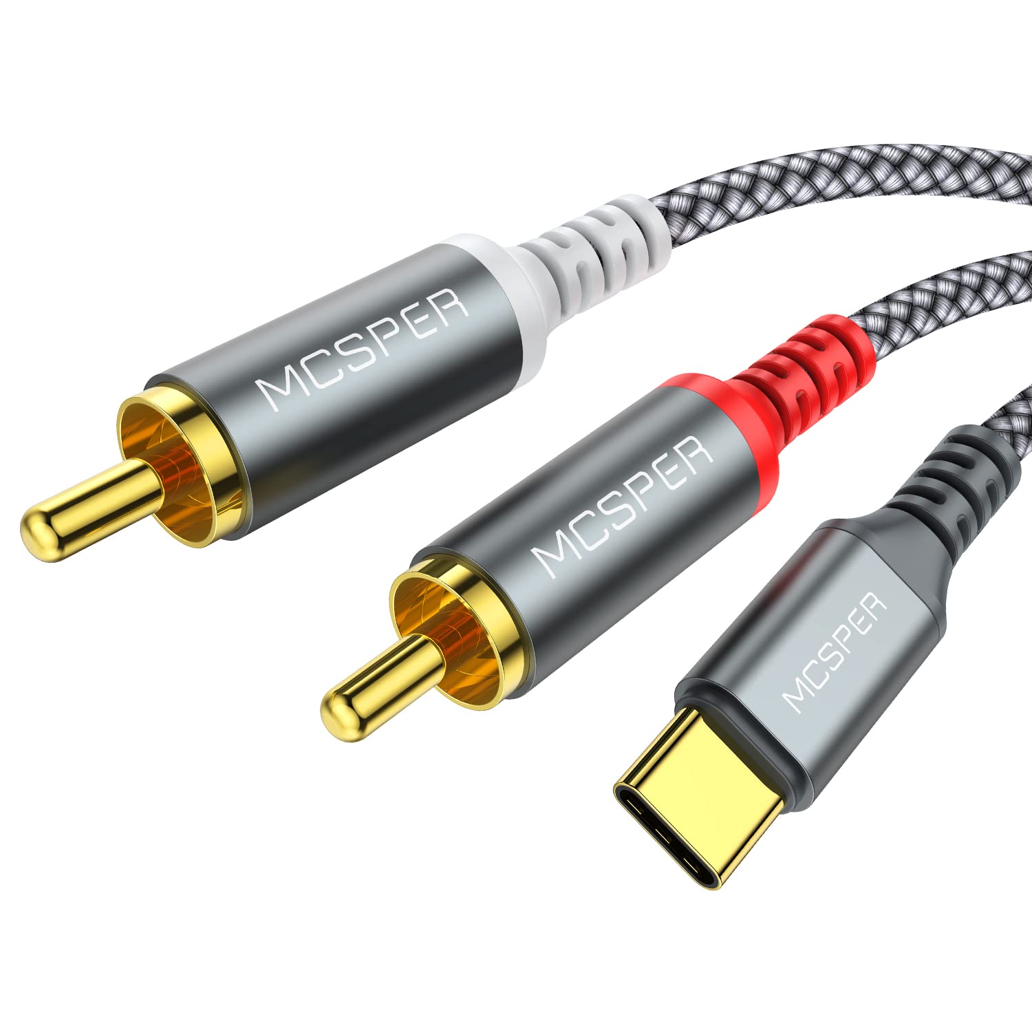 USB C to 2 RCA Audio Cable, 6.6 Ft Type-C to RCA Male to Male Y Splitter - Compatible with Samsung Galaxy S23/S22/S21, Phone, Tablet, Home Theater, DVD, Amplifier, Speaker & Car Stereo - Perfect for Home Audio Setup & Mobile Music Streaming