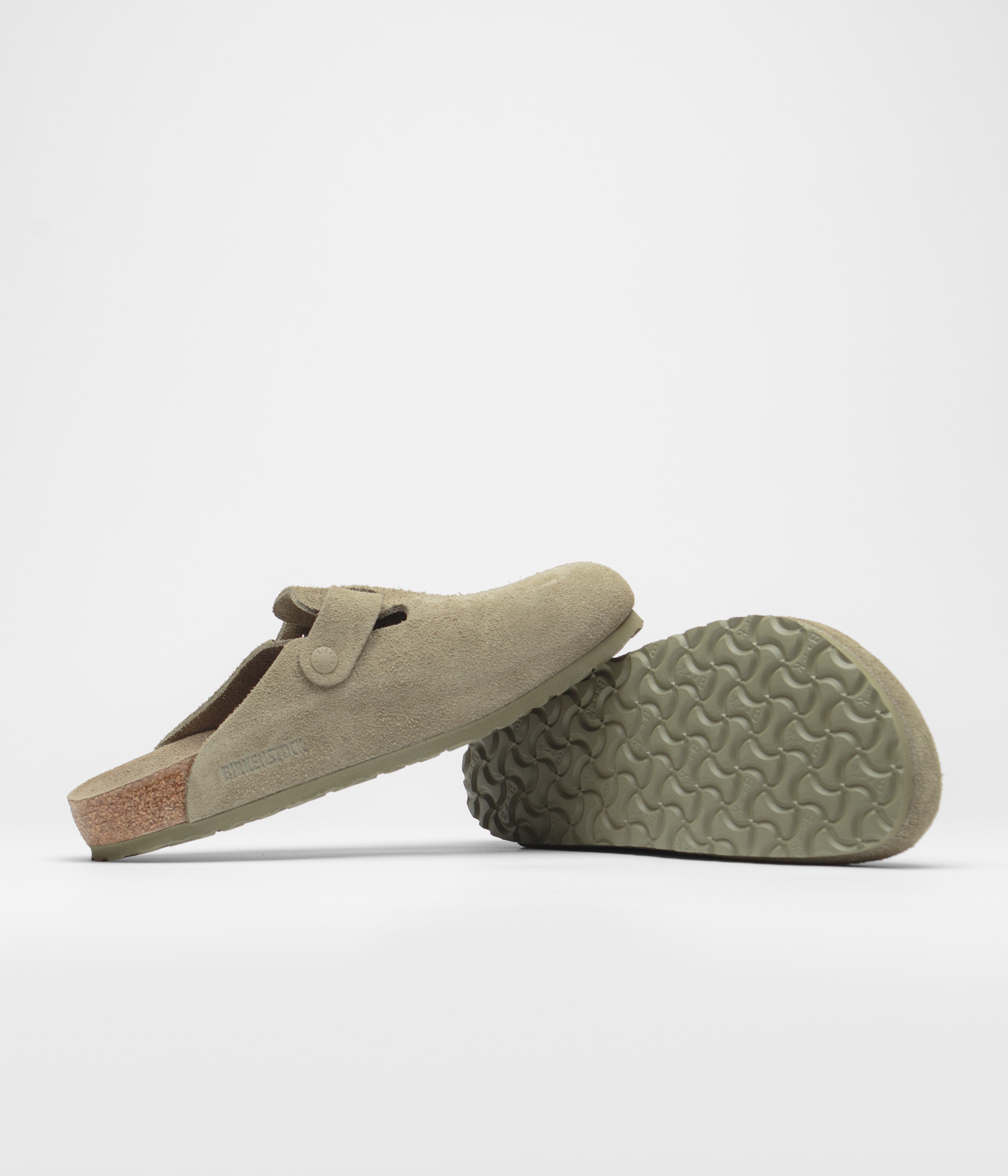 Birkenstock Boston BS Sandals for Men & Women - Comfortable Cork Footbed - Faded Khaki - Perfect for Casual Wear, Office & Outdoor Activities
