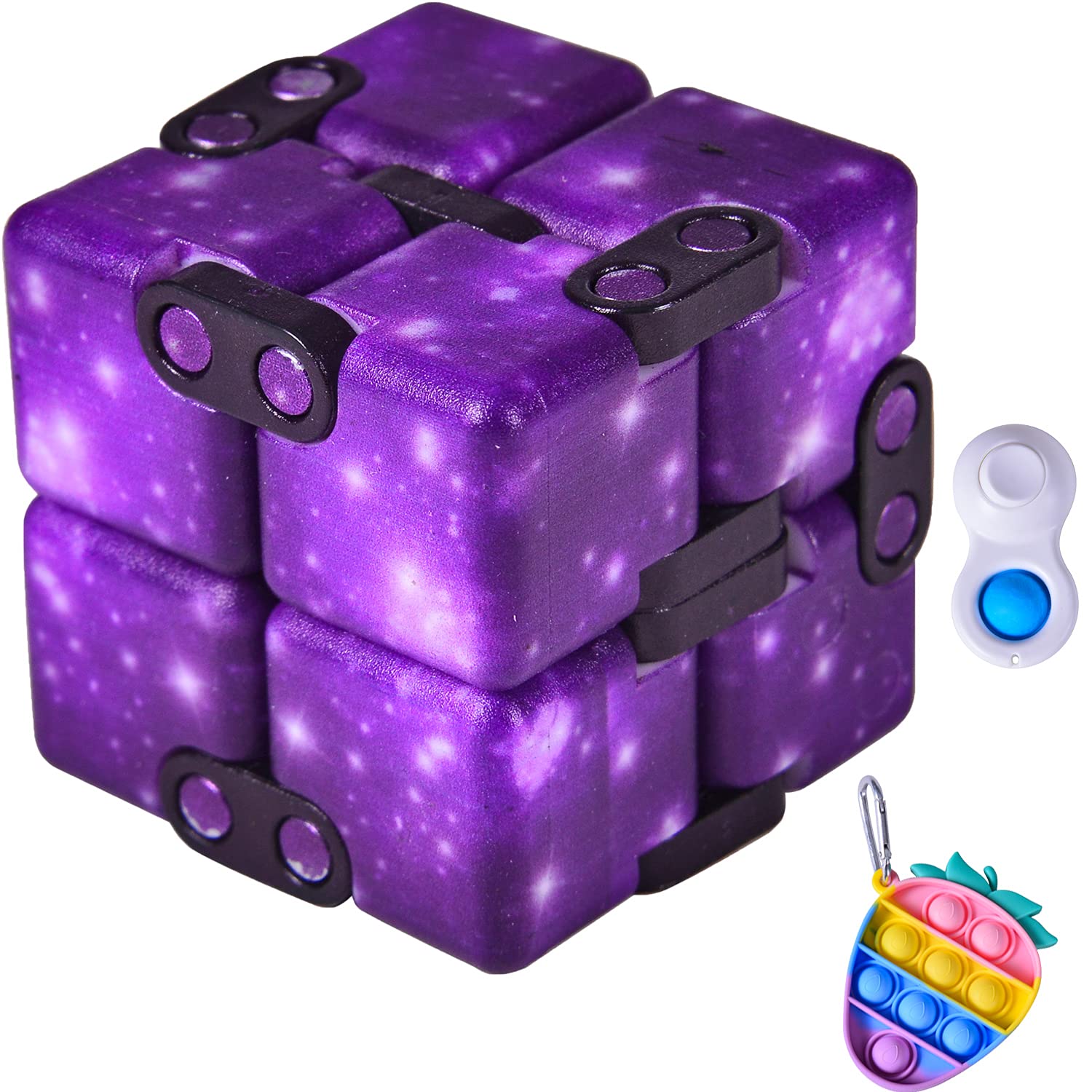 DUOPI Fidget Toys Infinity Cube - Stress Relief Sensory Toys for Adults & Kids - Mini Pop Fidget Keychain for Anxiety, ADHD & Focus - Handheld Relaxation Toy for Office, School & Travel Use