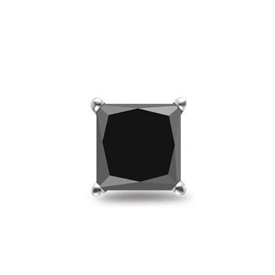 14K White Gold Princess Cut Black Diamond Stud Earrings for Men - AA Quality, Small to Large Sizes - Perfect for Weddings, Gifts & Formal Occasions