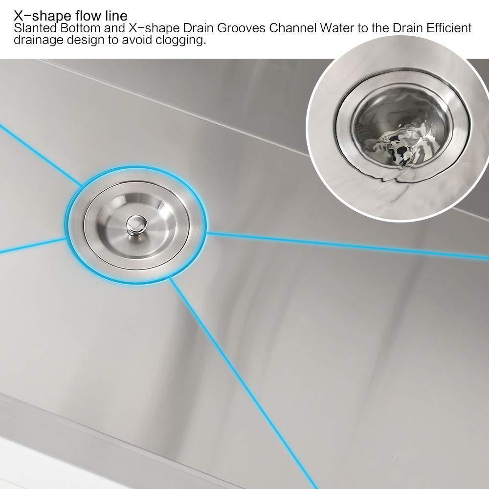 **VOKIM 30 x 18 Inch Drop-In Stainless Steel Kitchen Sink Workstation - 16 Gauge, 10