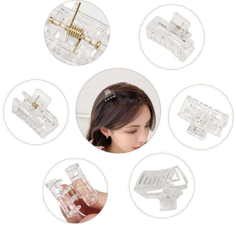 FAMEZA 6-Pack Small Matte Hair Claw Clips for Women & Girls - 1.5 Inch Mini Non-Slip Jaw Clips for Thin to Medium Thick Hair - Black & Clear Rectangle Hair Clips with Gift Box - Perfect for School, Work & Everyday Styling