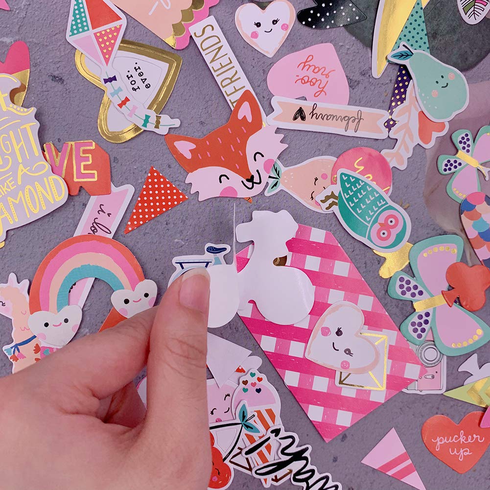 120pcs Scrapbook Stickers Set - Love Themed Cardstock Decorative Stickers for DIY Crafts, Journaling, Scrapbooking, Planner Decor & Laptop Personalization - Perfect for Gift Wrapping, Bullet Journals & Memory Books