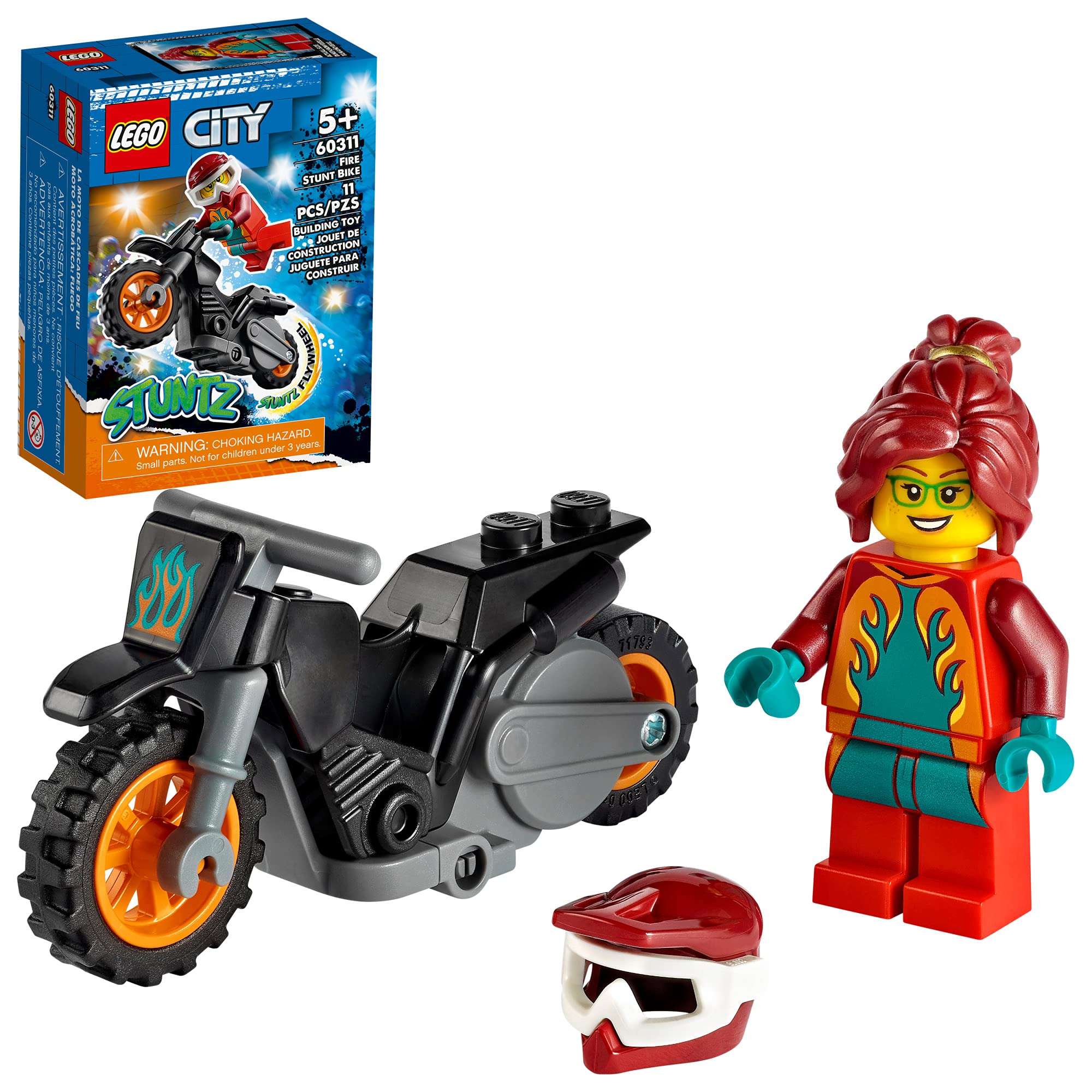 LEGO City Fire Stunt Bike 60311 Building Kit - 11-Piece Firefighter Toy for Kids Ages 5+, Creative Construction Playset for Fire Rescue Adventures & Pretend Play