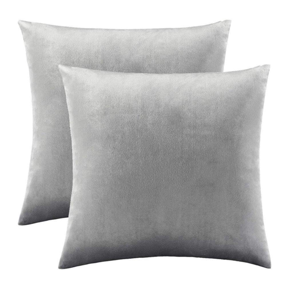 SDCVRE Cushion Cover 2 Pack - White Decorative Pillow Cases for Sofa, Bed & Couch - Modern Home Throw Pillow Covers in Silver Green & Deep Grey (50x50cm) - Perfect for Living Room Decor, Bedroom Accents & Cozy Home Styling