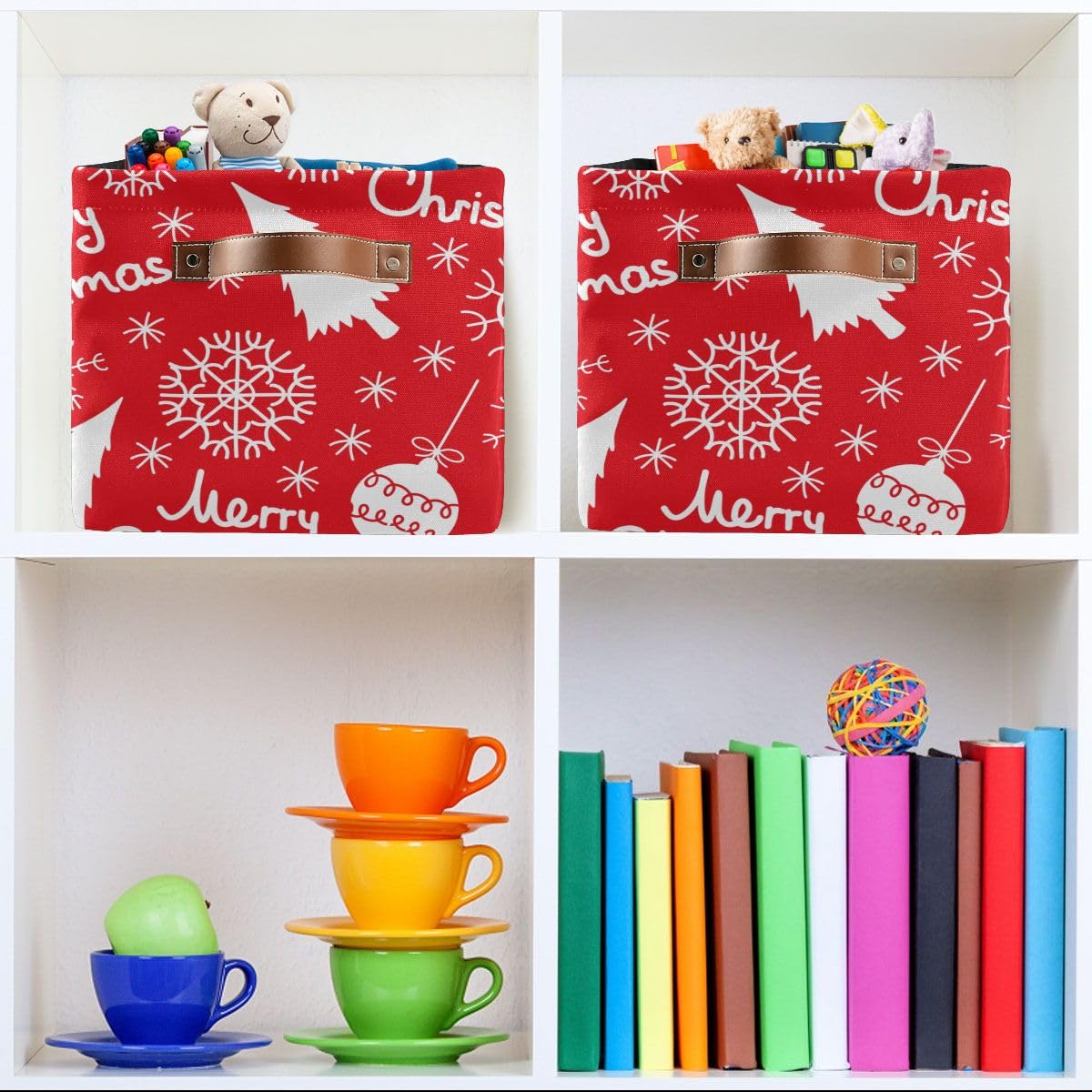 Large Collapsible Storage Baskets with Handles - Foldable Cube Laundry Organizer Bin for Nursery, Home, Office & Pantry - Perfect for Holiday Decor, Christmas Storage & Home Organization