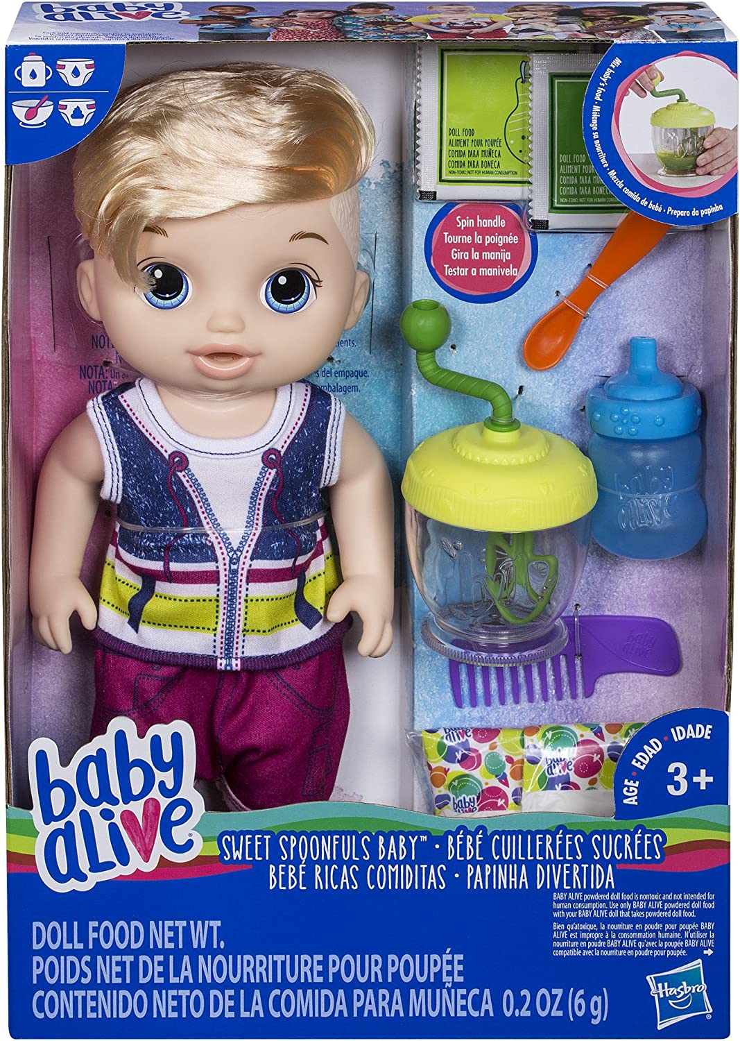 Baby Alive Sweet Spoonfuls Blonde Baby Boy Doll - Interactive Feeding Toy for Toddlers & Kids - Perfect for Pretend Play, Role Play, and Birthday Gifts