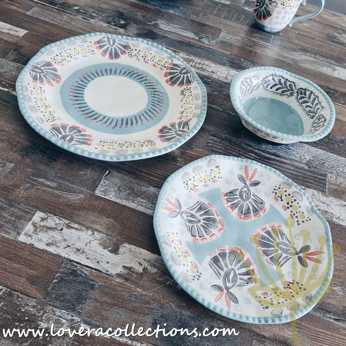 Stylish Afrocentric Light Blue Dinnerware & Serveware Set - Perfect for Family Dinners, Entertaining Guests & Cultural Celebrations