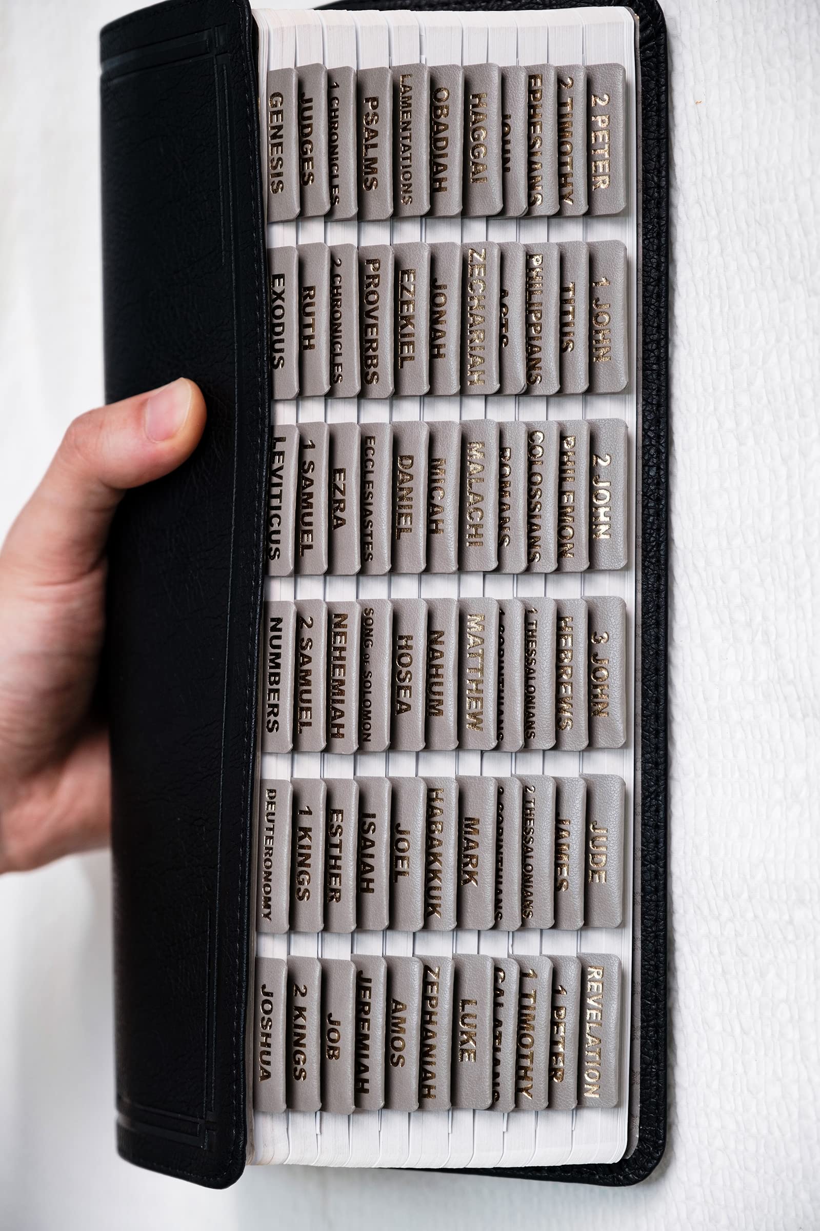 Leather Bible Tabs with Gold Foil Lettering - 80 Chapter Labels for Easy Navigation | Perfect for Church & Bible Study