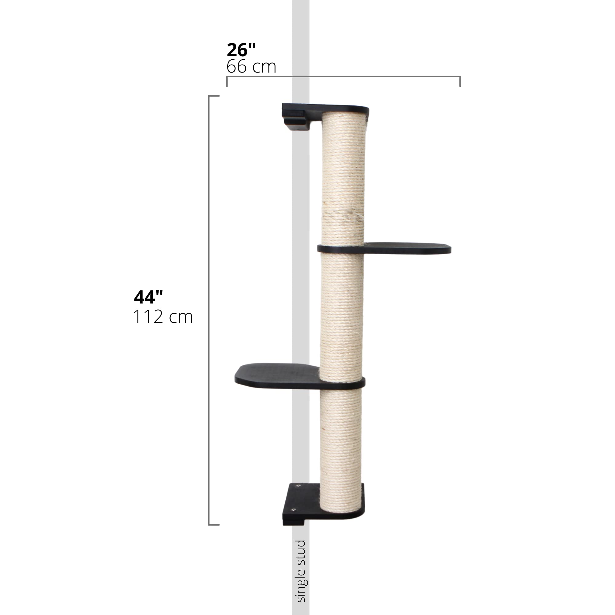 3-Tier Cat Scratching Post with Cat Shelves - Bamboo & Sisal Wall Scratcher for Indoor Cats - Durable Modern Cat Furniture for Climbing, Scratching & Lounging - Perfect for Small Spaces & Cat Play Areas