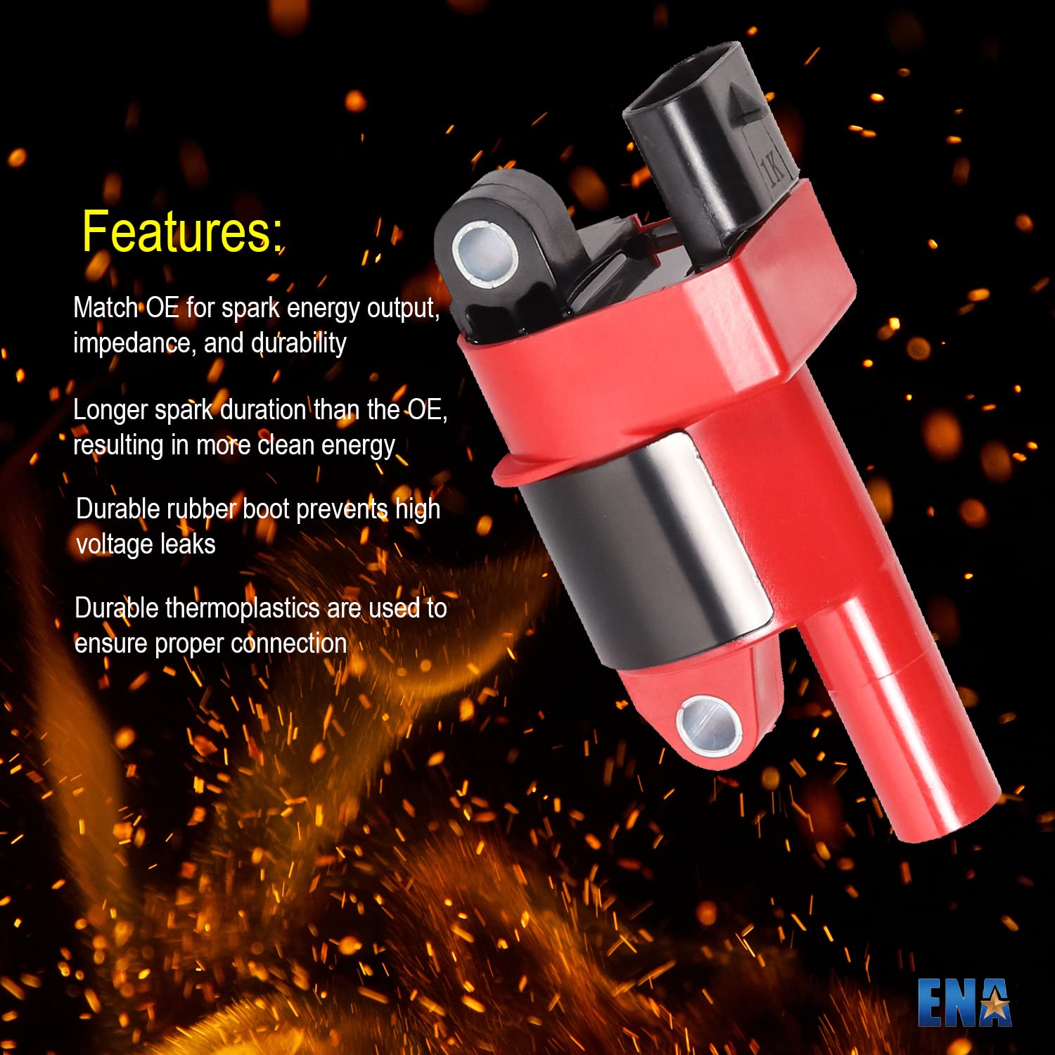 ENA 8-Piece Energy Ignition Coil Set with Platinum Spark Plugs & Wires - Compatible with Chevy GMC Hummer Pontiac Cadillac Tahoe Envoy Sierra 1500 H2 H3 (4.8L 5.3L 6.0L 6.2L V8 Engines) - High Performance Replacement for Smooth Acceleration & Fuel Efficiency