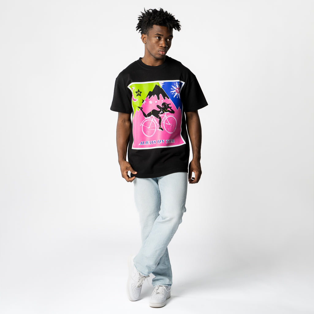 Always On Tour Acid Homage T-Shirt - Black | Vintage Rock Band Tee for Concerts & Casual Wear