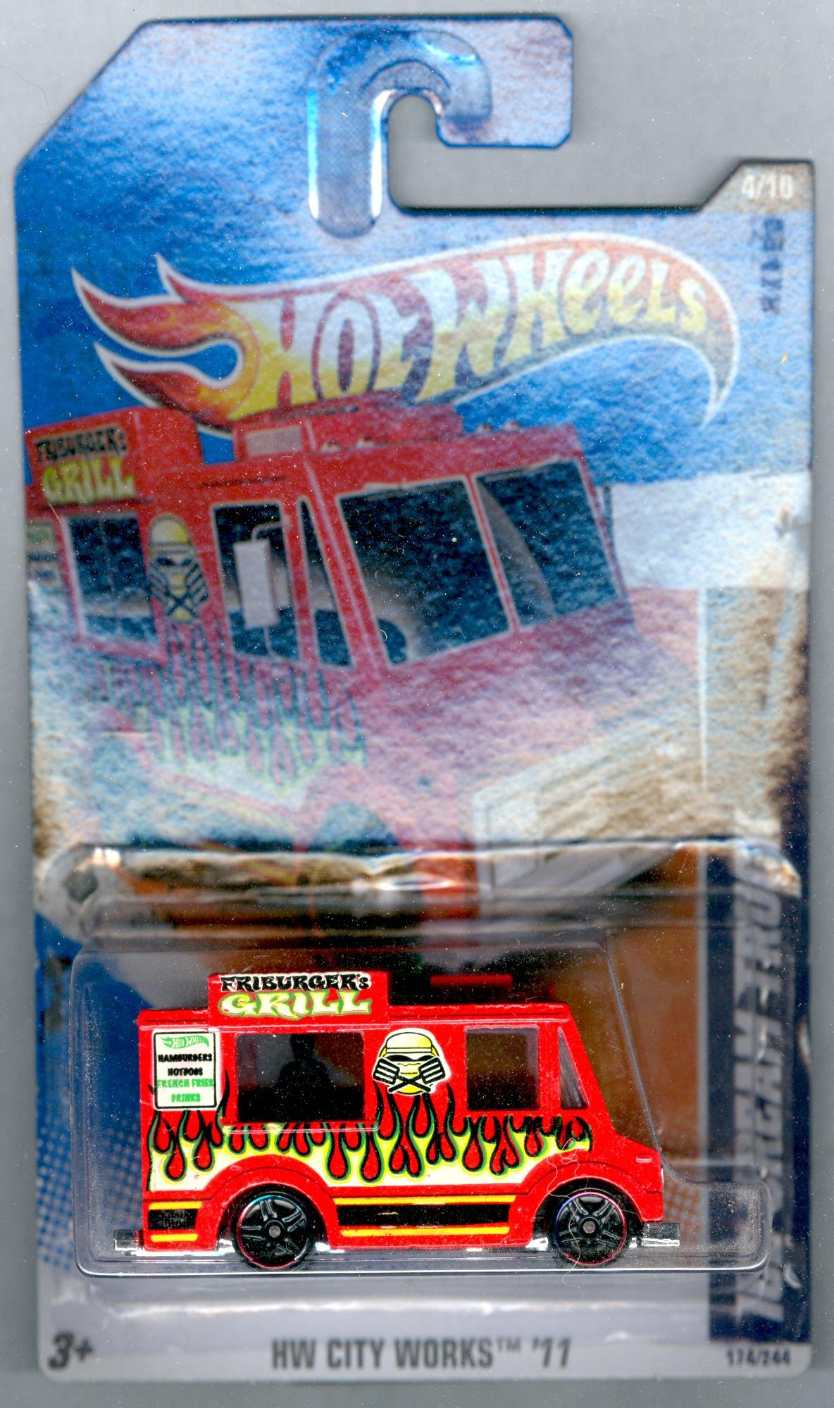Hot Wheels 2011 HW City Works 174/244 Red Friburger's Grill Ice Cream Truck 4/10 Die-Cast Toy Car - Collectible Vehicle for Kids & Adults, Perfect for Playtime and Display