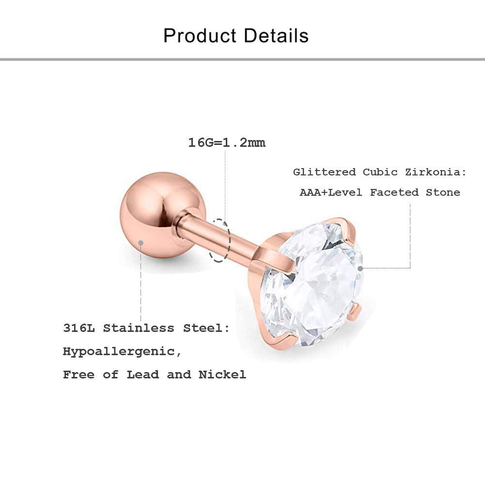 VFUN Stainless Steel Tragus Earrings for Women - Helix, Lip Retainer, Septum & Cartilage Piercing Jewelry - Perfect for Daily Wear, Parties & Gifts