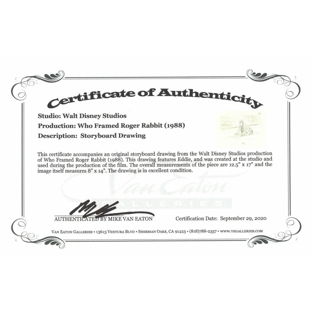 Bob Hoskins Autographed Who Framed Roger Rabbit Original Storyboard Drawing - Framed with PSA/DNA COA - Perfect for Movie Memorabilia Collectors & Disney Fans