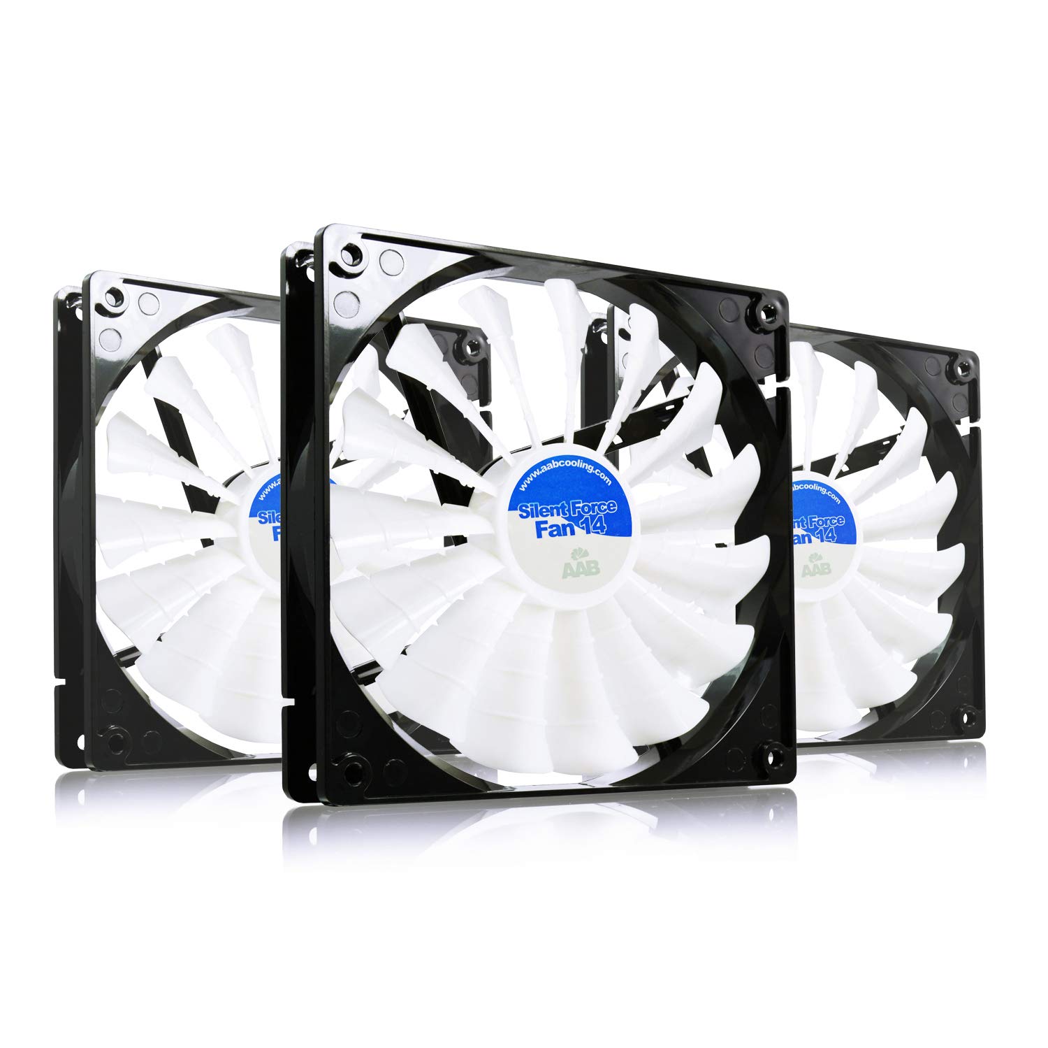 AABCOOLING Silent Force Fan 14 - Ultra Quiet 140mm PC Case Fan with 4 Anti-Vibration Pads | High Airflow Cooling Fan for CPU, Gaming PC, Computer Case & Air Intake | 3-Pack Value Bundle for Optimal Cooling Performance