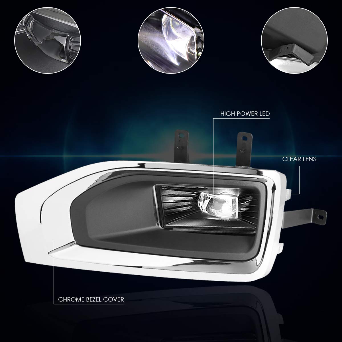 PM PERFORMOTOR High-Power LED Fog Lights with Bezel & Switch Kit - Clear Lens - Compatible with GMC Yukon/Yukon XL (2015-2018) | Enhanced Visibility for Off-Road Driving & Nighttime Safety