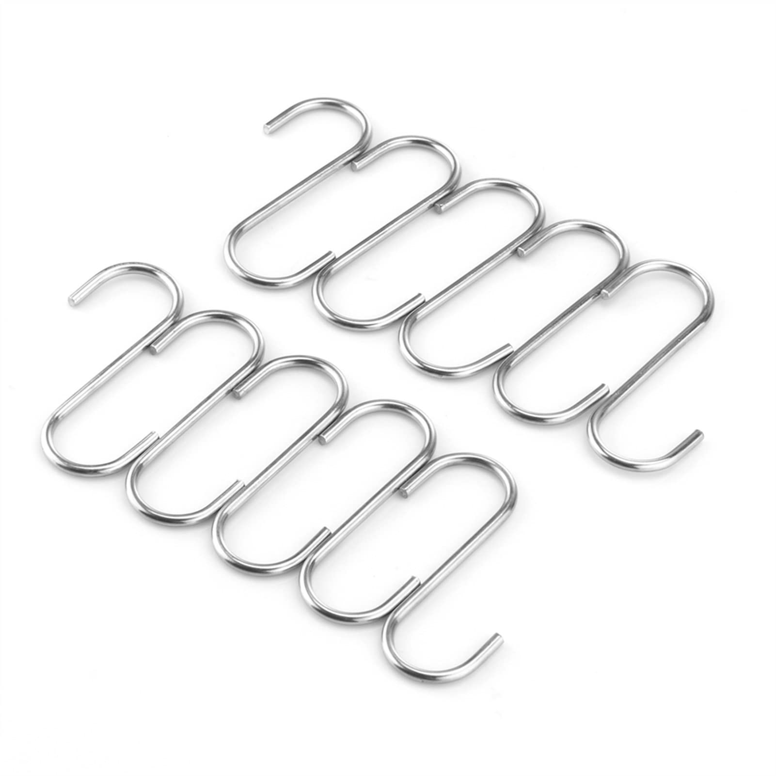 50 Pack Heavy Duty Stainless Steel S Hooks - Silver Metal Utility Hooks for Kitchen, Home, Garage & Workshop - Organize Tools, Utensils, Clothes & More (One Size)