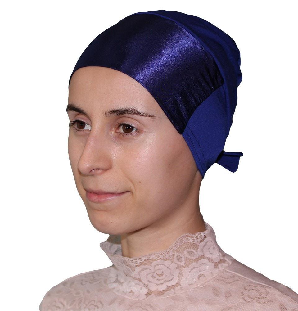 Firdevs Satin Hijab Bonnet Underscarf - Royal Blue Silk Lining for Comfort & Style - Perfect for Sleep, Prayer & Everyday Wear
