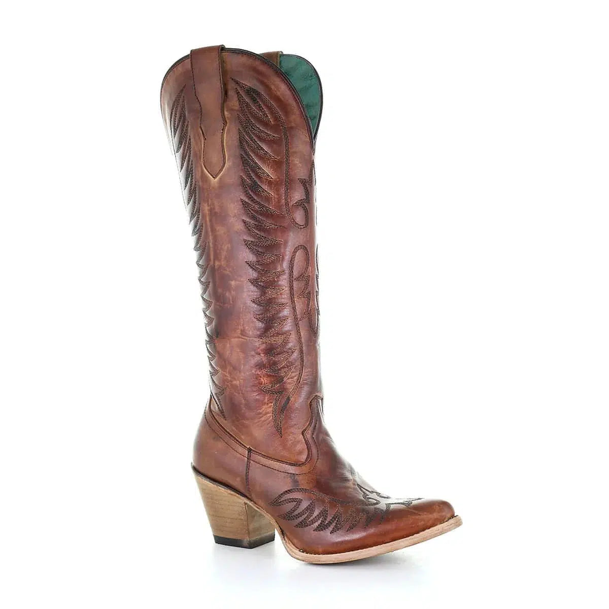 E1570 M Corral Brown Western Cowgirl Leather Long Boots for Women - Stylish & Durable Riding Boots for Country, Rodeo & Everyday Fashion