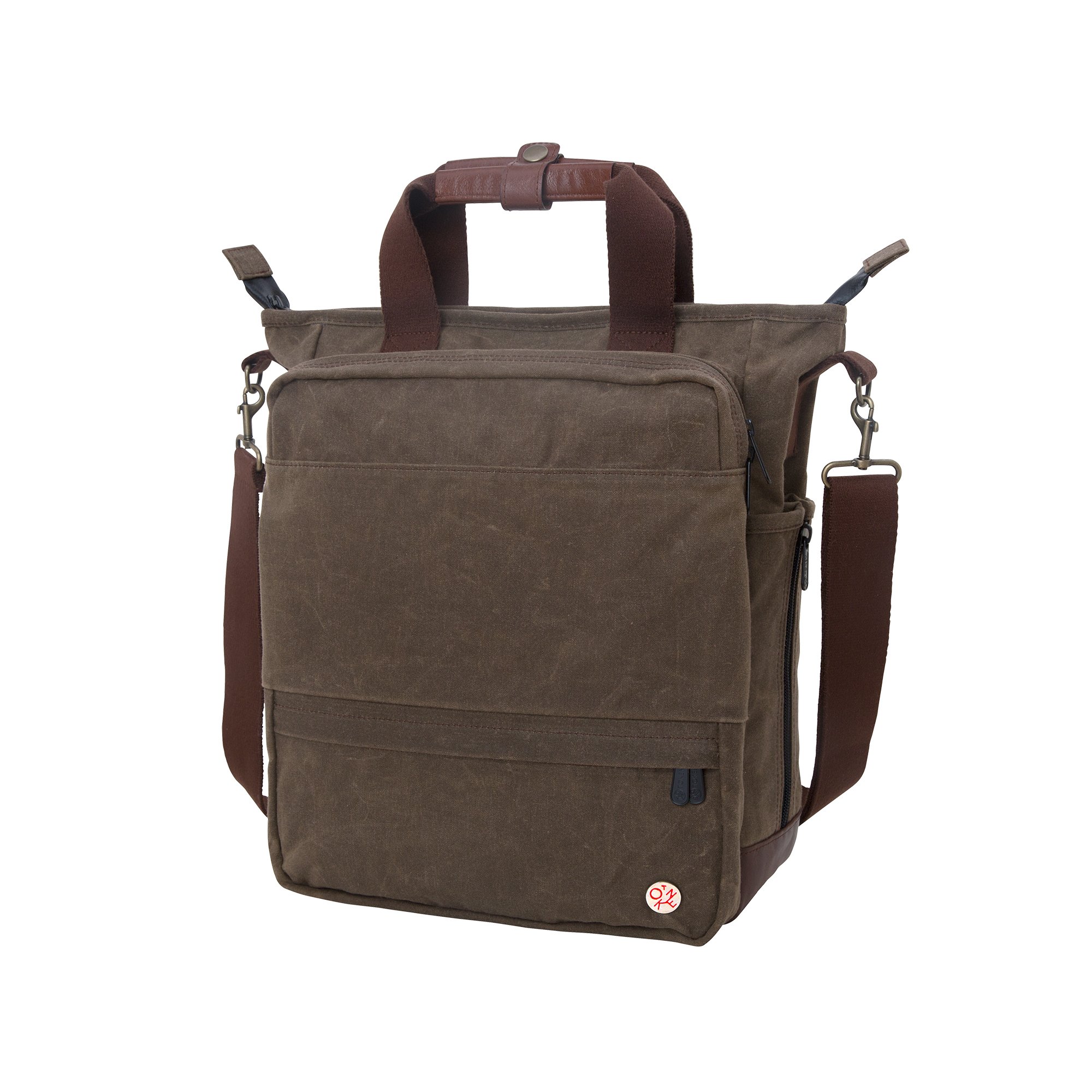 Token Bags Waxed Fordham Convertible Crossbody Bag - Dark Brown Leather, Adjustable Strap, Unisex One Size - Perfect for Travel, Work & Everyday Use