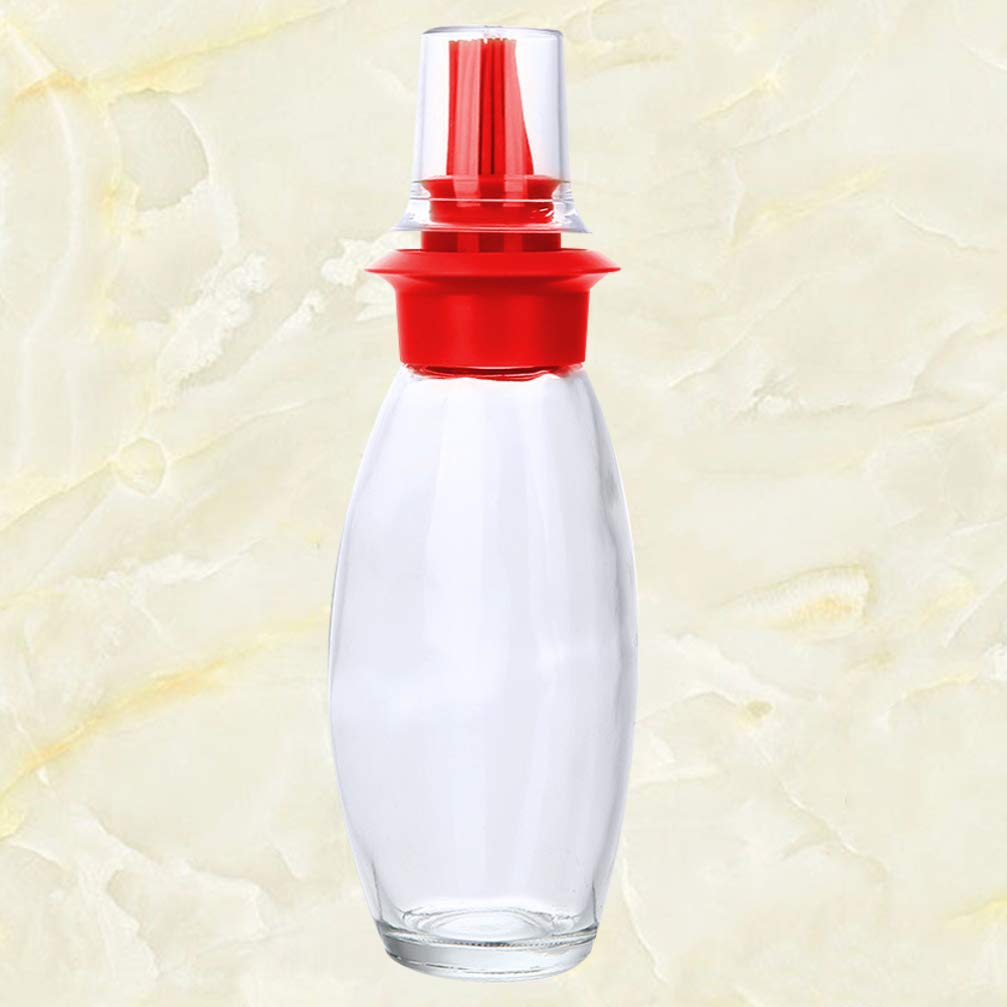 Hemoton Glass Containers - 1pc Glass Terrarium with Silicone Oil Bottle Brush & Pastry Brush for BBQ, Baking and Kitchen Use