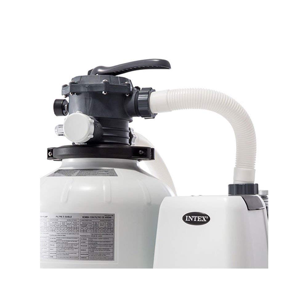 Intex Above Ground Pool Sand Filter Pump with Replacement Hose, Digital Timer & Hydro Aeration Technology - Outdoor Swimming Pool Maintenance & Backyard Water Filtration System