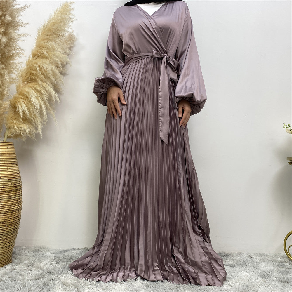 V Neck Patchwork Pleated Maxi Dress for Women - Boho Floral Print Summer Beach Dress for Vacation, Party & Casual Wear