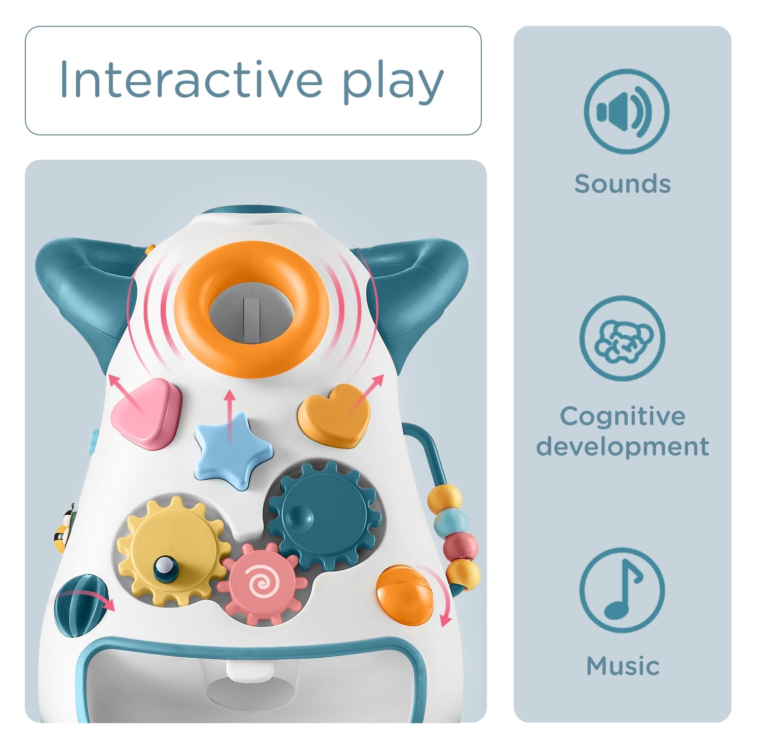 Montessori Baby Walker Push Toy for Toddlers - Interactive Learning Walking Toy with Soft Music, Lights & Adjustable Speed | Non-Slip Wheels Educational Activity Center | Perfect for Home Playroom & Daycare Development
