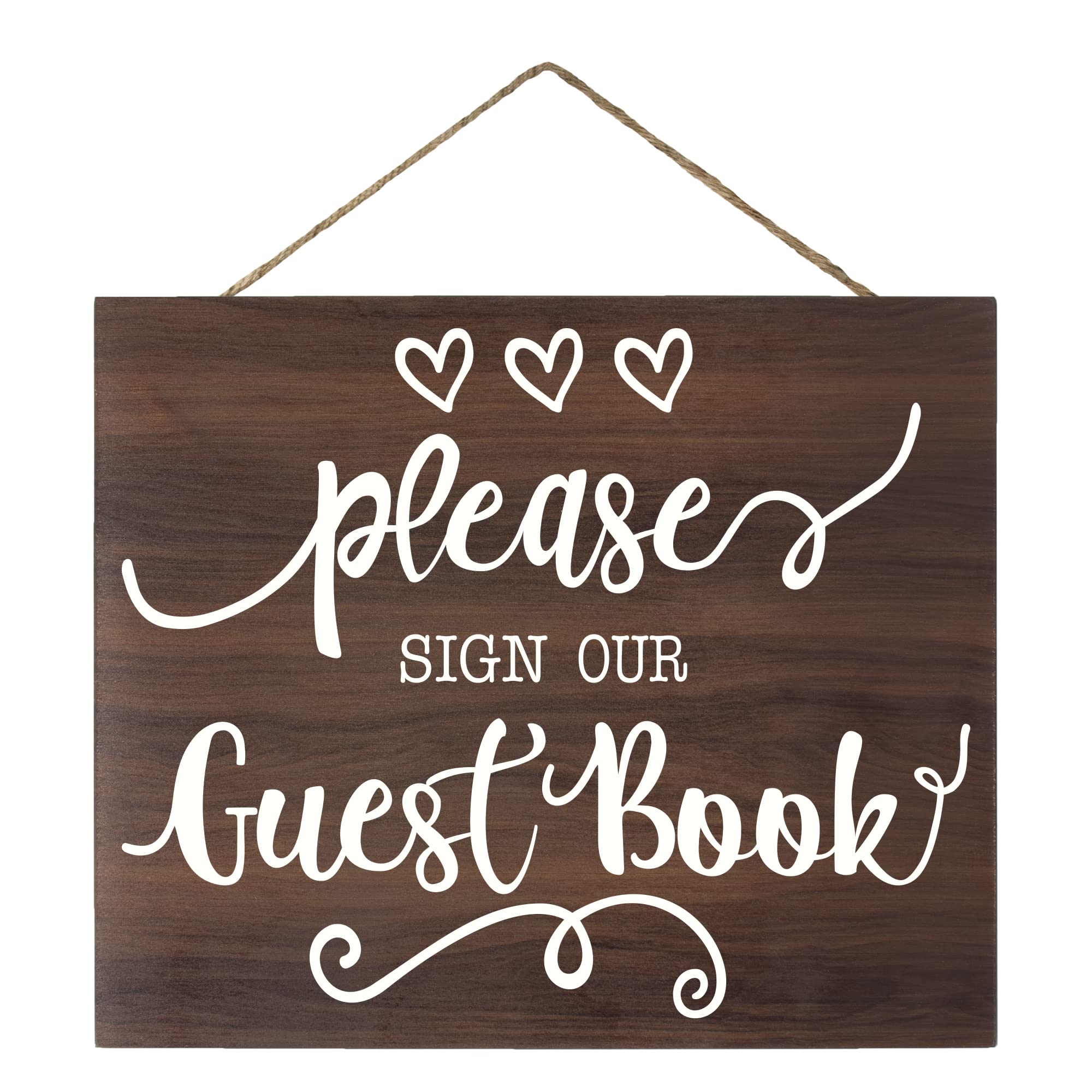 JennyGems 10x12 Inch Wooden Guest Book Sign - Elegant Wedding Reception Decor for Showers, Ceremonies & Parties (Brown) | Perfect for Guestbook Tables, Wedding Signs & Event Decorations