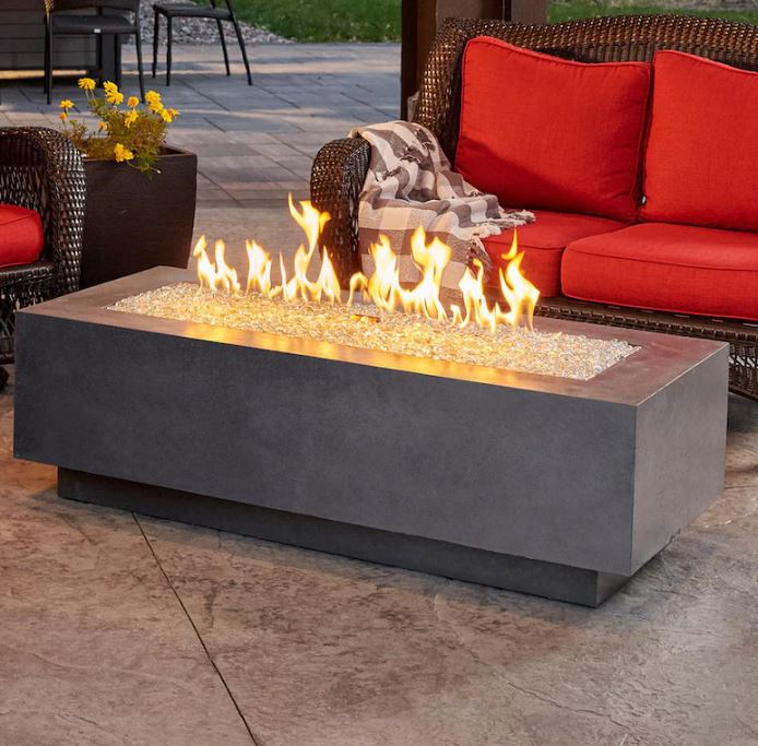 Outdoor GreatRoom Company Cove 54 Inch Linear Propane Gas Fire Pit Table with 42 Inch Crystal Fire Burner - Midnight Mist (CV 54MM) | Perfect for Patio, Backyard, and Outdoor Gatherings