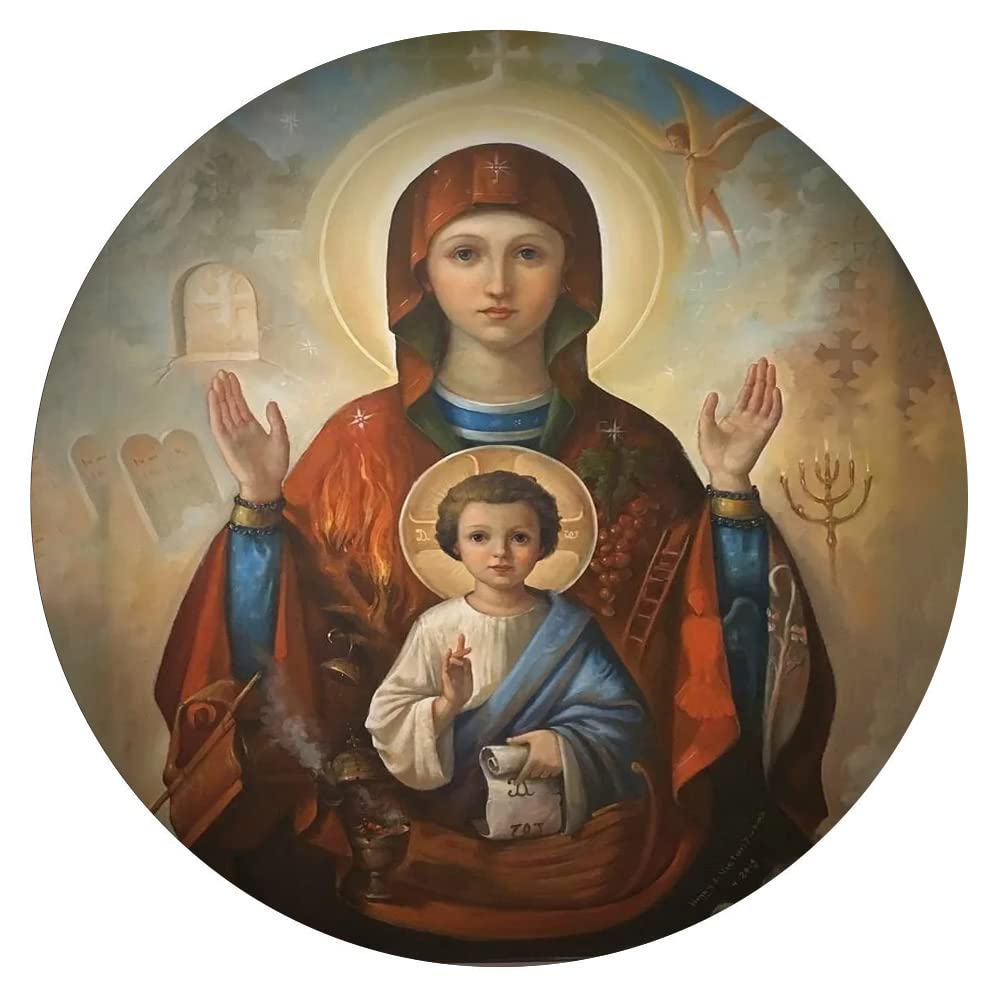 300 Piece Faith Collection Wall Art Puzzle - Our Lady Poster Puzzle, Round Wooden Puzzle for Adults, Educational & Decompression Toy, Perfect for Parent-Child Games & Home Decor