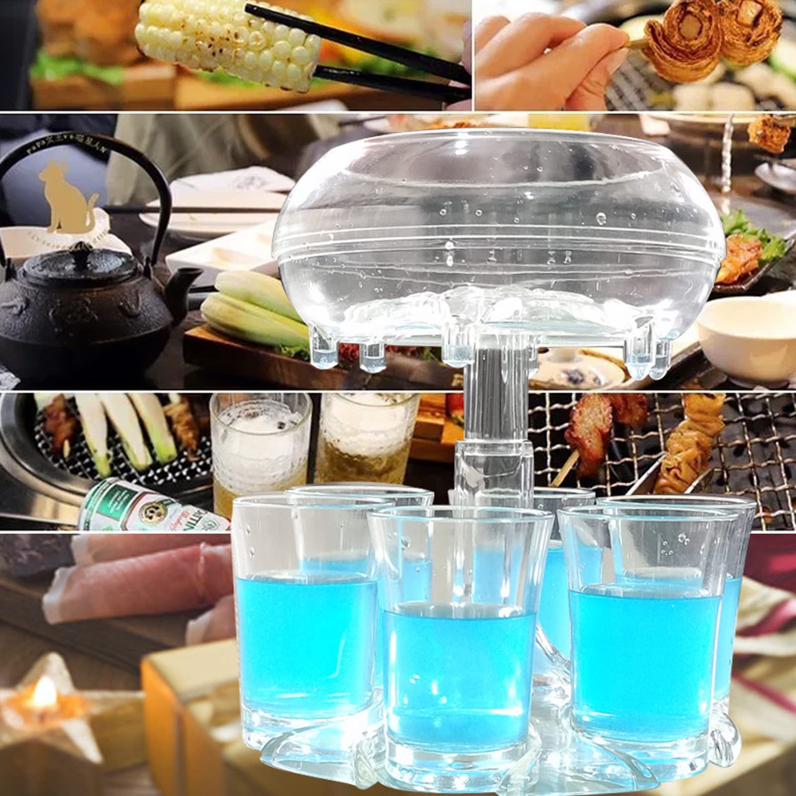 6 Shot Glass Dispenser with Cocktail Holder - Beer, Wine & Liquor Pouring Tool for Bars, Parties & Home Use - Perfect Christmas Gift for Cocktail Enthusiasts & Festival Celebrations