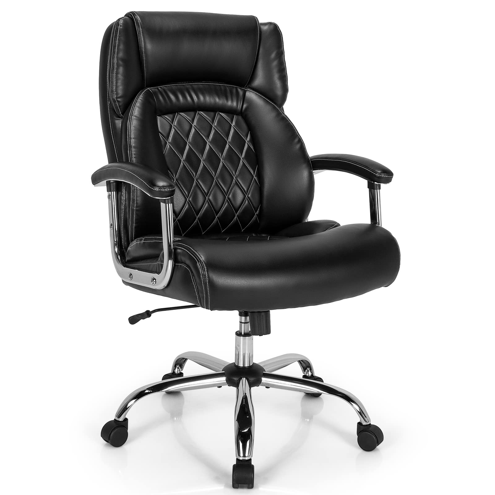 Giantex 500LBS Heavy Duty Big and Tall Office Chair - Wide Seat Executive Leather Chair with Adjustable Height, Swivel & Rocking Backrest - Ergonomic Computer Desk Chair for Large Adults - Perfect for Home Office, Gaming & Workspaces (Black)