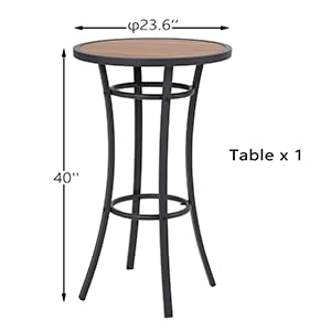 40-Inch Outdoor Bar Height Bistro Table - Patio Pub Dining Table with Wooden-Like Top & Metal Frame for Backyard, Deck, Garden or Restaurant Use