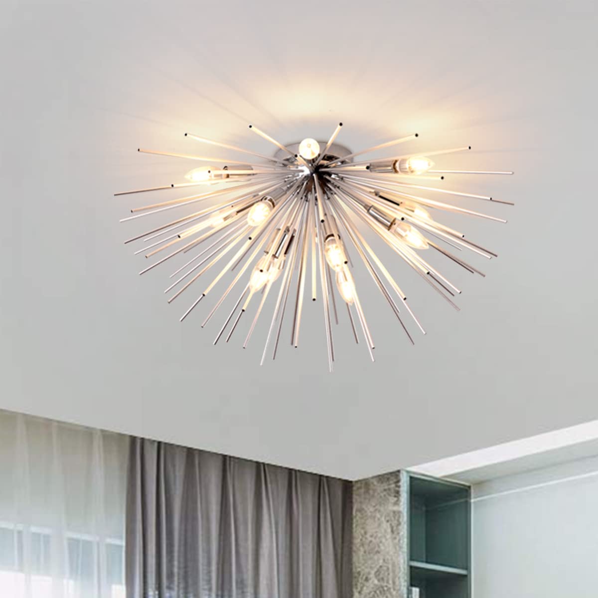 Jaycomey 12-Light Sputnik Flush Mount Ceiling Fixture - 29.5
