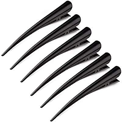 Panaakhi Black Non-Slip Metal Duckbill Hair Clips - 5 Pack Alligator Hair Pins for Women, Crocodile Barrettes Hair Styling Tools for Sectioning & Styling - Perfect for Salon, Home Use & DIY Hairstyles