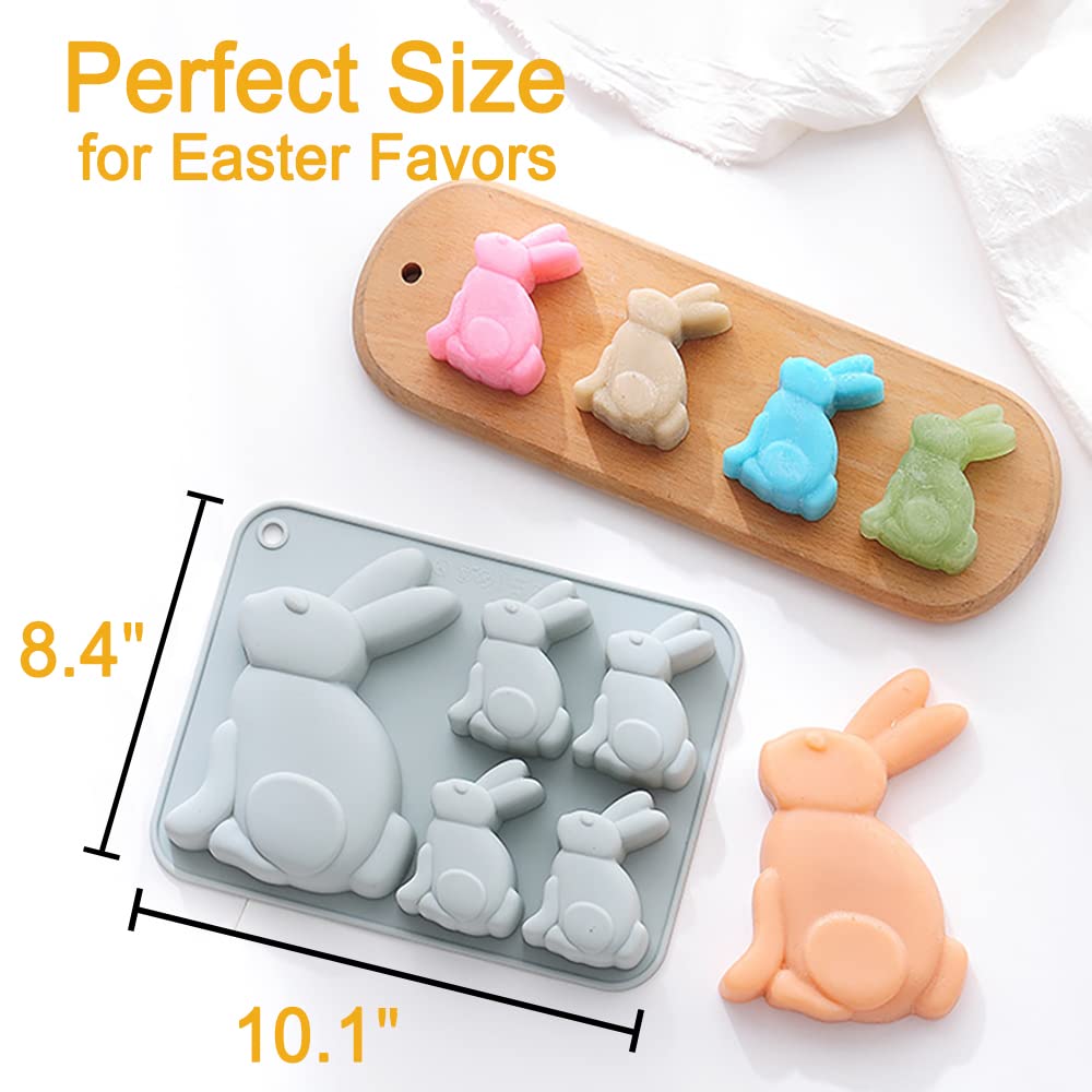 2-Pack Easter Bunny Chocolate Molds Set - 3D Cute Bunny Silicone Baking Molds for Chocolate, Cake, Jelly, Fudge & Pudding - Perfect for Easter Treats, DIY Desserts, and Holiday Baking Parties