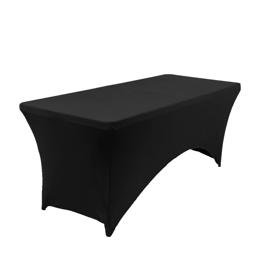 Premium 15-Pack Black Rectangular Stretch Spandex Table Covers (4ft) - Washable Fitted Tablecloths for Wedding Decor, Banquet, Party & Event Decorations - Perfect for Dining Tables, Buffets & Dessert Displays